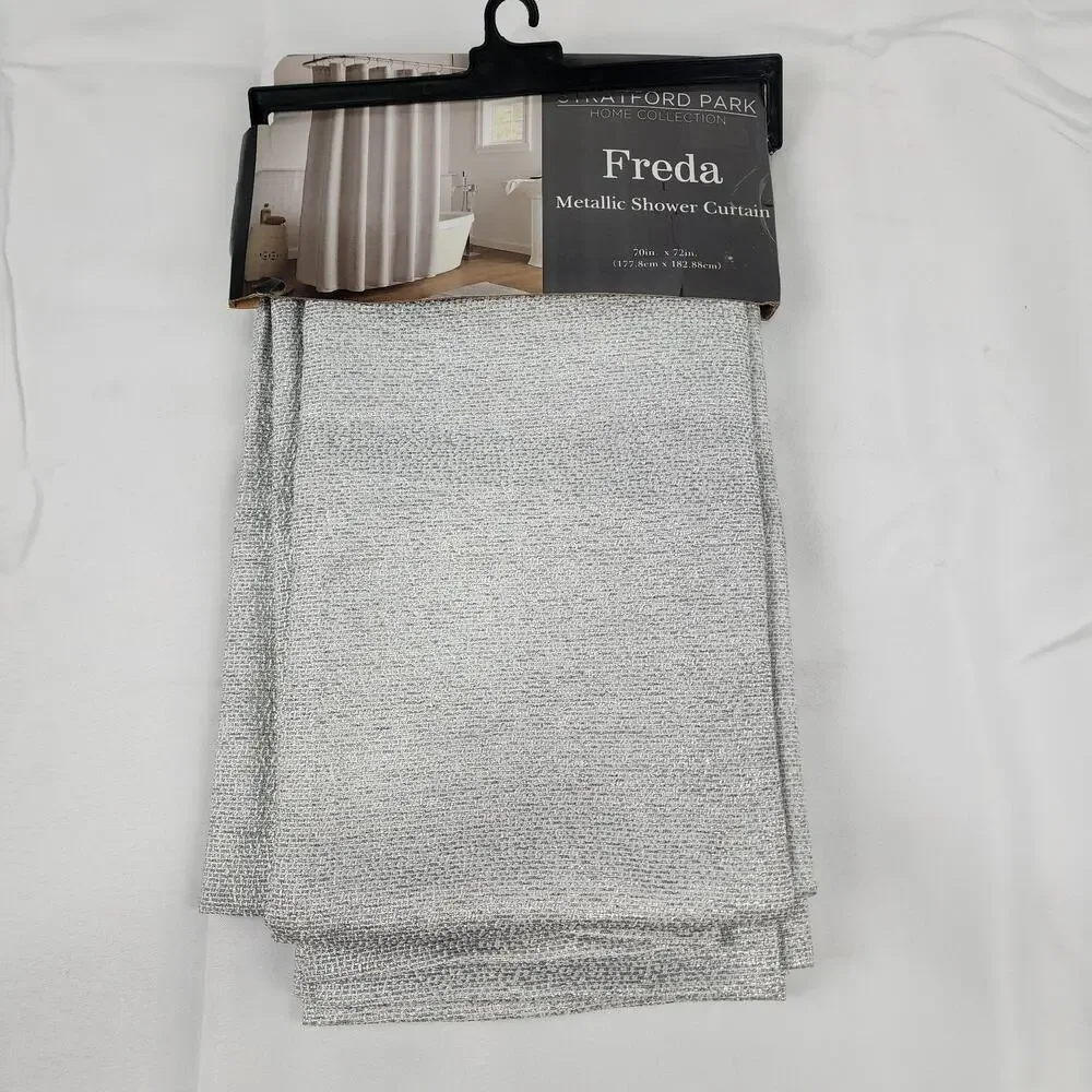 Nanshing Tyson Metallic Buttonhole Top Single Shower Curtain Grey 70x72 Modern